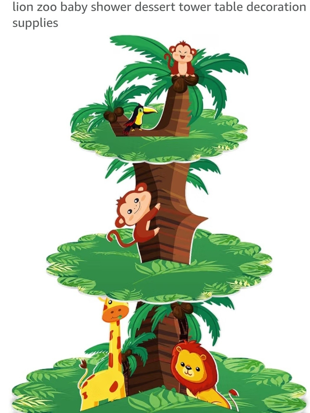 Jungle Safari 3-Tier Kids Cupcake Stand – Green